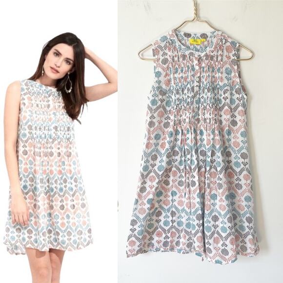 Roberta Roller Rabbit Isola Smocked Cotton Sleeveless Dress S - Picture 1 of 7
